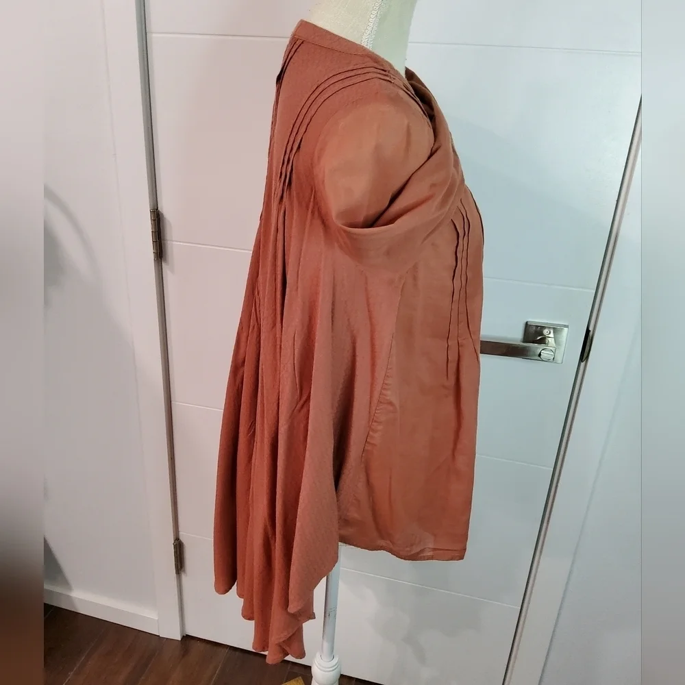 Free People Pleated Hi Low Sisters of Moon Blouse Size M